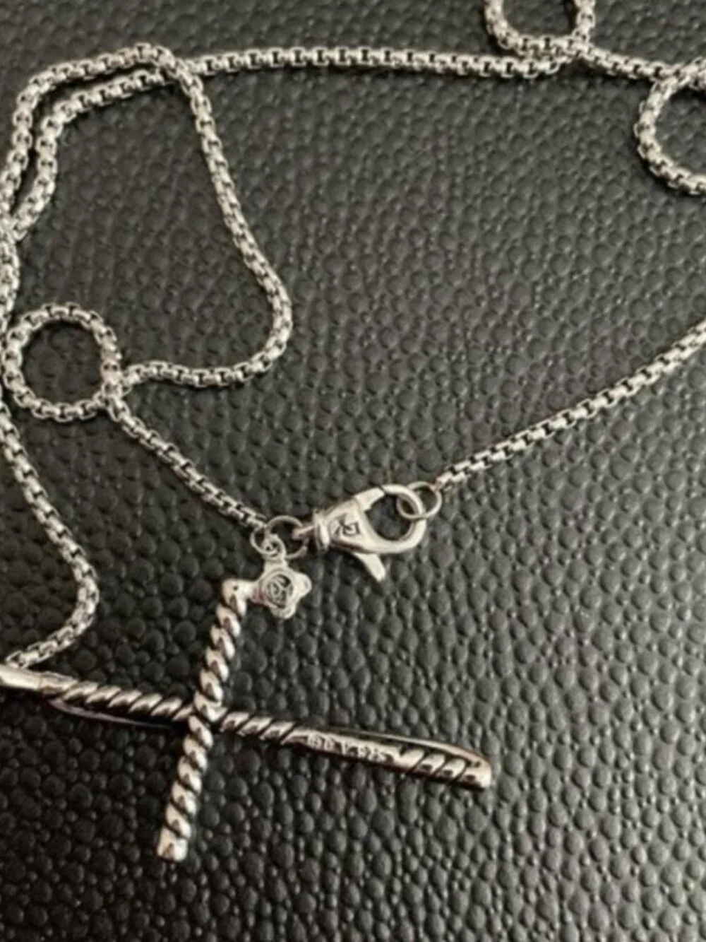 David Yurman Twisted Silver Cross Necklace - Picture 2 of 6